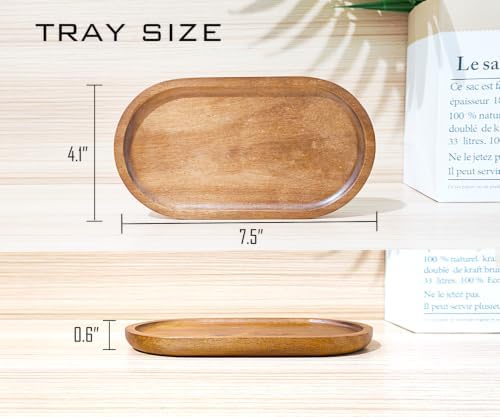 Small Wooden Tray (7.5 x 4.1 inch) 3 Pack, Oval Mini Serving Tray - Image 6