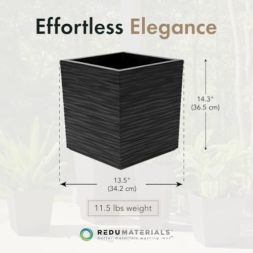 Tierra Verde Citadel Serenity Self-Watering Square Planter, Black, 14" - Image 4