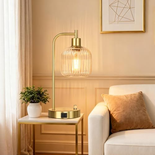 Clear Glass Table Lamps Set of 2, Dimmable Bedside Lamps for Living Room - Image 6