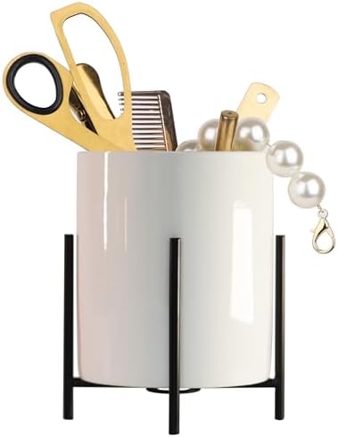 Black Pencil Cup Sturdy Metal Frame with White Ceramic Pen Holder For Desks and Kitchen Appliance holders by SIEBOLD