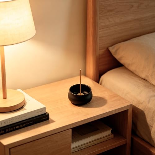 Ceramic Incense Holder for Sticks, Incense Burner Holder Ash Catcher with Non-Slip Pads, Incense Stick Holder for Unique Home Decor/Meditation/Yoga/Gift (Black) - Image 5