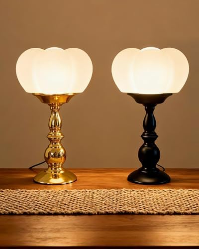 Lightdot Farmhouse Table Lamp Set of 2 Gold & Black Desk Lamps by LightdotLighting