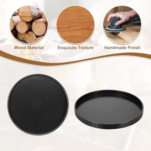 Wooden Serving Tray Round Wood Serving Tray Decorative Platter, 9.5 Inch Fit for Home Decor Kitchen Coffee Table Candle Holder, (Black) - Image 4