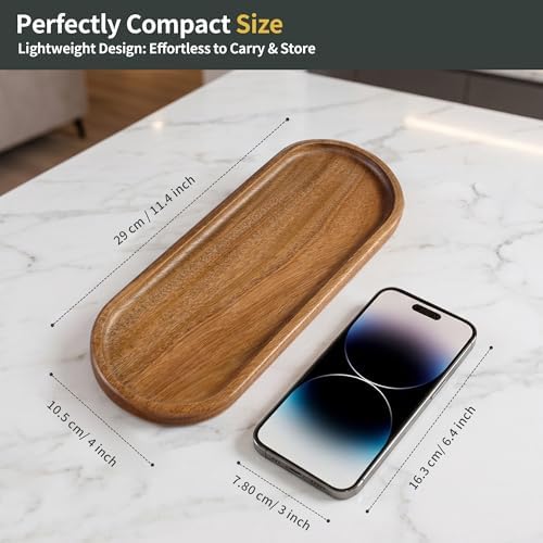 Small Wood Tray– Acacia Serving Platter Vanity Tray Mini Wooden Tray Decor - Image 2