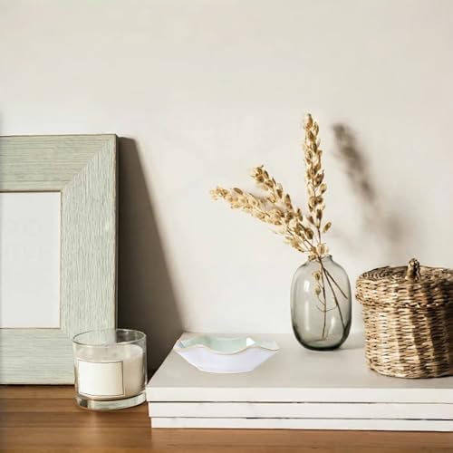 2Pcs Ceramic Jewelry Dish - Lotus Leaf Shape, for Ring Holder Necklace Small Key, Suitable for Mother Friend Sister, Gifts for Women, Cute Plate Trinket Tray, Home Decor (Green & Blue) - Image 3
