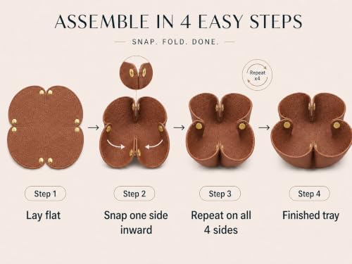 Grained Faux Leather Flower Shaped Valet Tray, Brown - Image 5