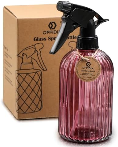 OFFIDIX Glass Spray Bottle, Plant Mister 13.5 oz Adjustable Nozzle Amaranth by Offidix