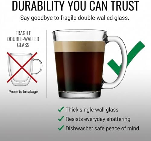 Godinger Coffee Mugs, Clear Glass Coffee Cups,10oz Set of 4, Made in Italy - Image 6
