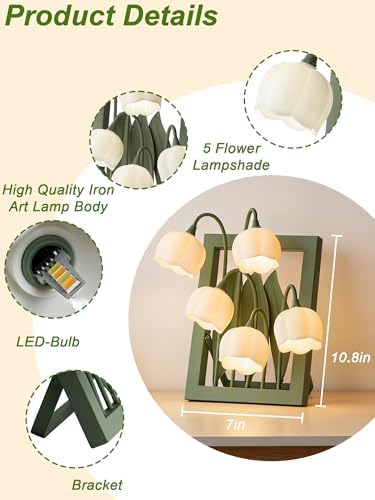 Flower Lamp for Home,5 Lily of The Valley Vintage Table Lamps - Image 3