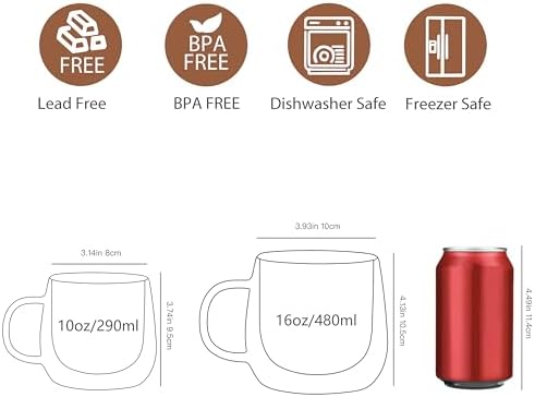 CNGLASS 16oz Double Walled Glass Coffee Mugs(2-pack),Large Clear Coffee Cups with Handle,Glass Espresso Mugs for Latte,Cappuccino,Tea - Image 2