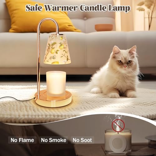 Lemon Candle Warmer Lamp with Timer Dimmable Vintage Decorative Bedside Table Lamp Valentines Day Birthday Gifts for Women Mom House Warming New Home Decor Wax Melts Candle Warmer for Jar Candles - Image 5