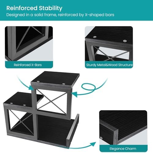 ELITEROO Wood Desktop Shelf, 3 Tier Desk Shelves Small Bookshelf Organizer, Office Storage Rack and Cubicle Organizers Accessories for Dorm Office Home Decor, Black - Image 5