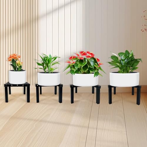 Four Legs Adjustable Metal Plant Stand for 5"-10" Plant Pot – Indoor & Outdoor (Black, 1 Pack) - Image 2