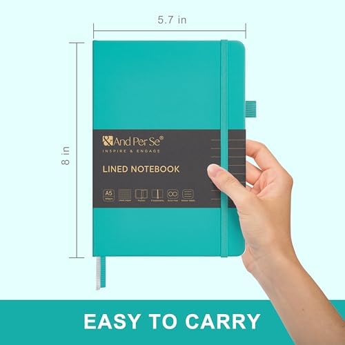 &And Per Se Lined Journal Notebook, 160 Pages, A5 5.7 x 8 inches College Ruled Thick Paper Notebook Journals for Writing, Hardcover Notebooks for Women Men Office School (1 Pack, Turquoise) - Image 2