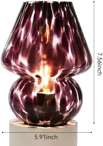 AOMOONOA Glass Mushroom Lamp, Small Purple Mushroom Desk Lamp with LED Bulb - Image 6