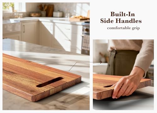 Large Charcuterie Board – Featuring Built-In Side Handles, 32" Acacia Wood Serving Board for Cheese, Meat & Appetizers – Extra Long Kitchen Platter for Gatherings, BBQ & Home Decor - Image 4