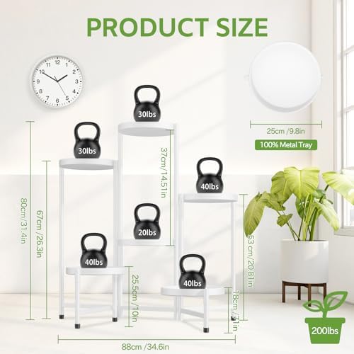 iDavosic.ly 6 Tier Large Plant Stand Indoor Outdoor, 10 In Wide Tray, White - Image 6