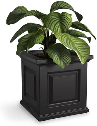 Mayne Nantucket 16in Square Planter - Black - with 3.7 Gallon Built-in Water Reservoir (5865-B) by Mayne
