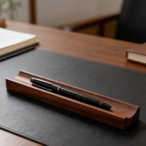 Walnut Wood Pen Tray Single Pen Holder, 7.87x1.18x0.78inch - Image 5