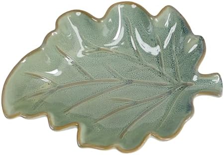Ceramic Leaf Shaped Dish 7.1" x 5.3" Small Decorative Tray for Jewelry, Soap, Keys, Snacks, Green Glazed Leaf Bowl for Bathroom Vanity, Kitchen Counter, Boho Farmhouse Home Decor - Image 7