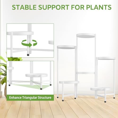 iDavosic.ly 6 Tier Large Plant Stand Indoor Outdoor, 10 In Wide Tray, White - Image 5