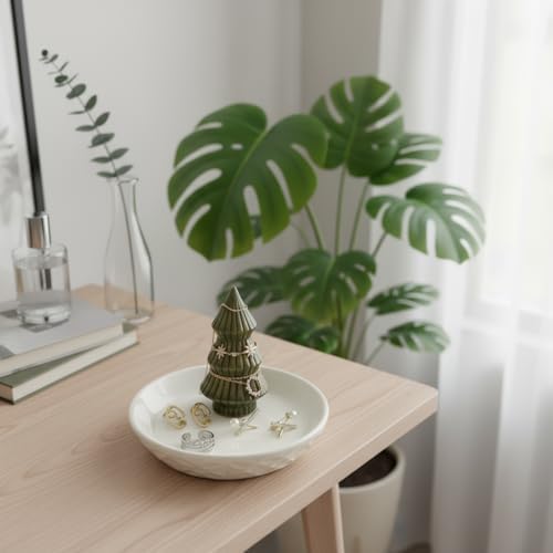 Ceramic Christmas Plates & Jewelry Holder, Moss Green - Image 6