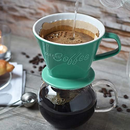 Creano XXL Porcelain Coffee Dripper Green - Ceramic Cone Brewer - Pour Over Coffee Maker - Filter Size 4 - huge and heavy quality 800gr/28oz - 6 Colours availeble - Image 6