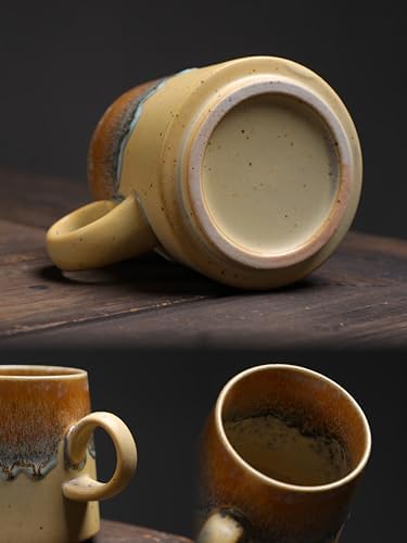 15oz Retro Japanese style Handmade Ceramic Coffee Mug - Unique Vintage Pottery tea cup, Lead-free Artisanal stoneware ceramic tea mug, Dishwasher & Microwave Safe Coffee cup for office and home - Image 5