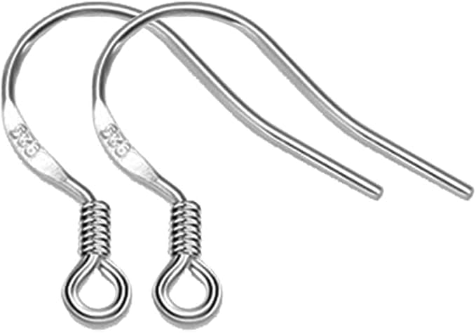 Hypoallergenic Silver Earring Hooks - 120 pcs/60 Pairs s925 Sterling Silver Plated Ear Wires for Jewelry Making, Jewelry findings Parts with 120 pcs Rubber Earring Backs Stopper for DIY Earrings