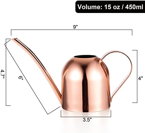 Fasmov Stainless Steel Watering Can, Small Modern Style Watering Pot, 15oz/450ml Plant Watering Can with Long Spout to Prevent Spillage, Perfect for Outdoor and Indoor Plants (Copper) - Image 2