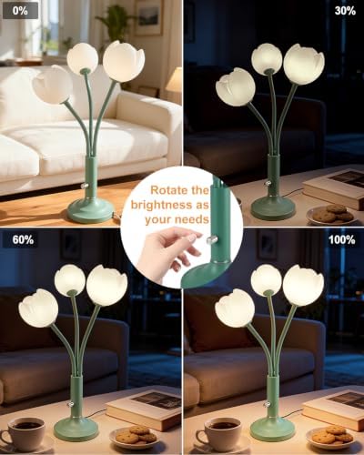 Lightdot Flower Green Table Lamp Dimmable 3 Bulbs Included Gift for Nursery - Image 2