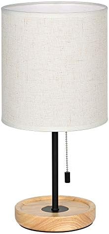 CADUKE Modern Table Lamp, Nightstand Desk Lamp, Bedside Lamp with Wood Base and Linen Shade for Living Room, Bedroom, Office, College Dorm - Image 4