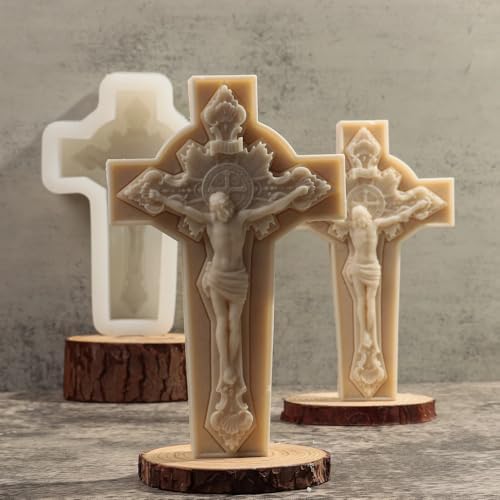 Candle Molds - Silicone Mold for Candles Making, DIY 3D Moulds for Soy Wax, Beeswax, Scented Candle, Valentine's Day Gifts (Crucifix) - Image 3