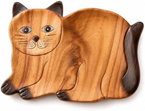 Hand Carved Cat Tray, Wooden Catchall for Keys and Jewelry by PureThaihandcraftsmanship