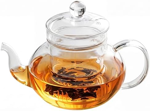 Glass Teapot with Removable Infuser, 20 oz/600ml Glass Tea Pot Small Borosilicate Tea Steeper Kettle with Loose Leaf Tea Strainer For Flower Blooming Tea, ClearTea Maker Pitcher by DOPUDO