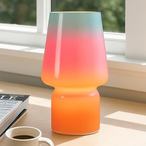 Mushroom Lamp,Mother's Day Gifts,Small Table Lamp,Cute Nightstand Kitchen Mini Lamp,Glass Table Lamp,Suitable for Bedrooms, Kitchens, Living Rooms, Bedside, Girl Gifts（Blue Gradient） by SUREYOND