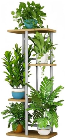 LINZINAR Plant Stand Indoor 4 Tier Metal Corner Tall Flower Shelf by LINZINAR