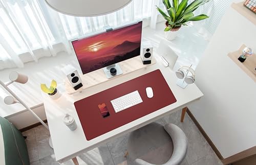AFIING Cork Desk Mat, 31.5" x 17", Red,Leather Desk pad - Image 6