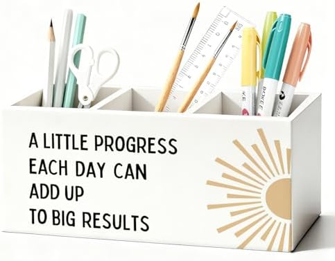 Boho Mental Health Inspirational Pen Holder, Motivational Pencil Holder for Desk, Boho Sunshine Inspirational Wooden Box Sign Decorations for Therapy Counselor Office Classroom Desk Tabletop by Unknown