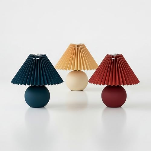 Brightech Serena LED Table Lamp - Small 10" Modern Ceramic Lamp with Pleated Shade for Bedside, Nightstand, Desk - Mini Night Light with Cozy Soft White Light for Living Room, Bedroom - Maroon Red - Image 6