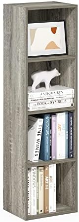 Furinno PASIR Book Shelf, 4-Tier Modern Bookshelf, Open Shelves Bookcase 9 x 12 x 42, Easy Assembly, for Living Room, Bedroom, Home Office, French Oak by Furinno-FitsYourSpaceFitsYourBudget
