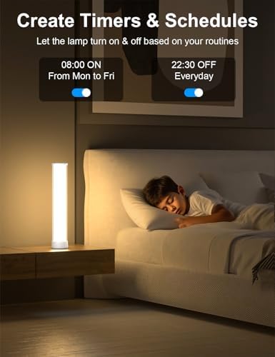 Rechargeable Table Lamp, RGB IC LED Light Bar, 1500 Lumens, APP & Remote Control Bedside Table Lamp with Music Sync, Color Changing Ambient Lighting for Bedside Table Desk Monitor Gaming White - Image 7