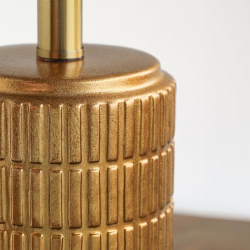 PoKat 23" Brass Gold Ceramic Table Lamps for Living Room, Retro Warm Gold Lamps for Night Stands, Vintage Bronze Decorative Lamps for Bedroom, Antique Gold Brown Nightstand Lamps for Home Decor - Image 2