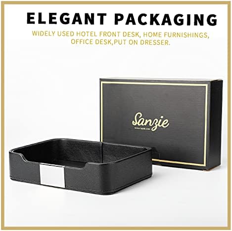 SANZIE Leather Tray Organizer, Valet Tray Key Tray (Metal Silvered, Black) - Image 4