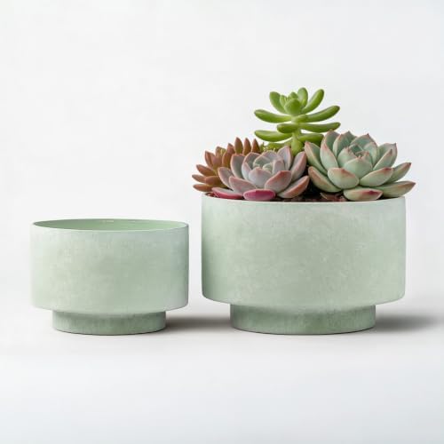 Succulent Pots, 8"+6" Plant Pots, Ceramic Planters for Indoor Plants by YBXYIBOXUAN