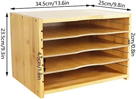 WKWKER File Organizer with 3 Adjustable Shelves Bamboo Document Letter Tray Paper File Sorter for Desktop Office Home Study Workstation Desk Storage Rack (Natural) (Pack of 2) - Image 2