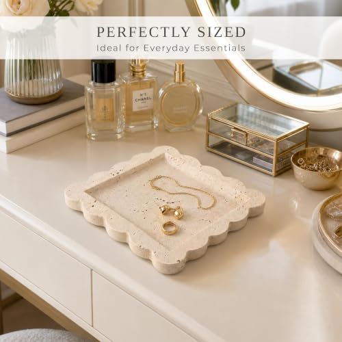 Decorative Scalloped Tray - Travertine Stone Inspired Jewelry Tray - Image 6