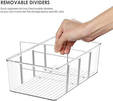Vtopmart 4 Pack Food Storage Organizer Bins, Clear Plastic, 4 Compartments - Image 3