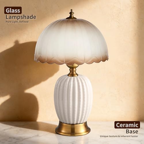 Vintage White Ceramic Cactus Small Table Lamp for Bedroom - Image 2