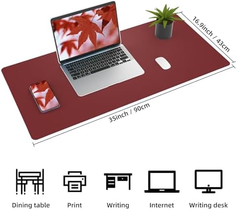 AFIING Cork Desk Mat, 35.4" x 17", Red,Desk pad Protector - Image 5